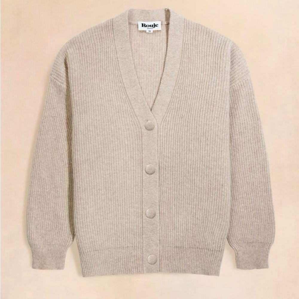 Rouje Beige Cassiopee Cardigan, size FR 40 - Picture 4 of 11